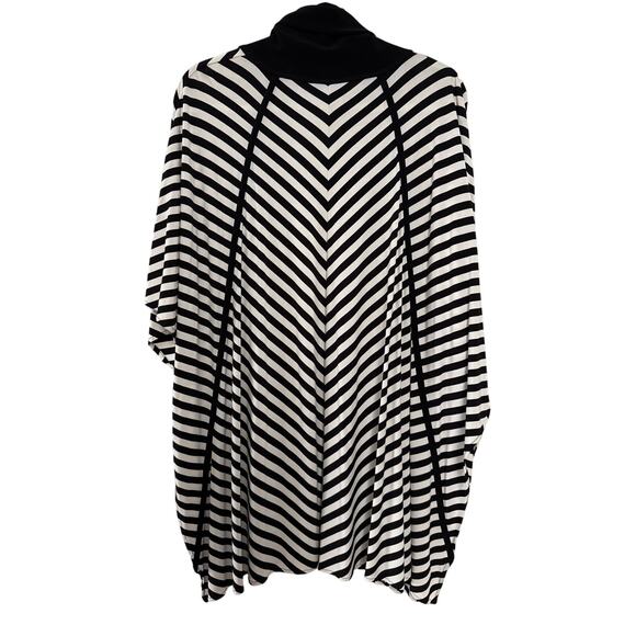 Joseph Ribkoff Black‎ White Striped Asymmetric Lagenlook Open front Cardigan M-L - Picture 8 of 16